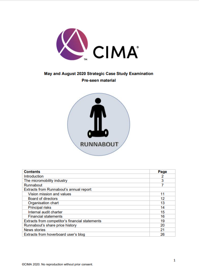 Runnabout – the CIMA May-August Strategic Case Study is out