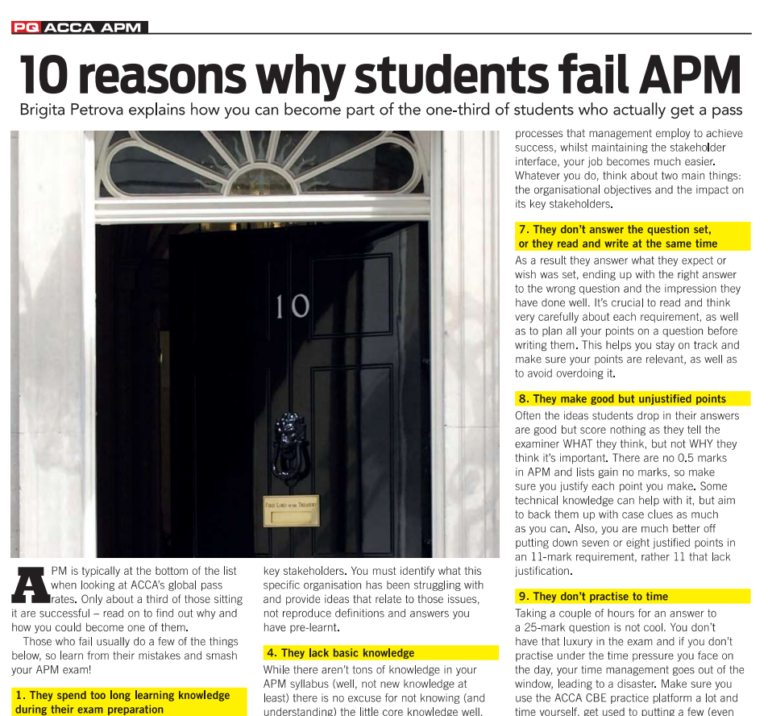 Why do ACCA students fail APM?