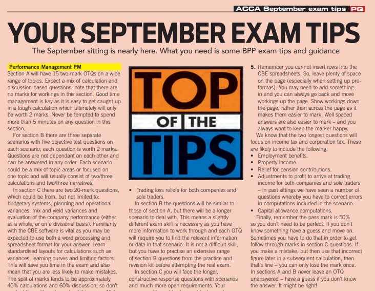 Last minute ACCA September exam tips for you
