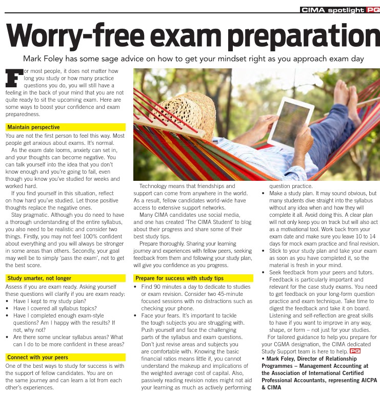 Worry-free CIMA study – is it possible?