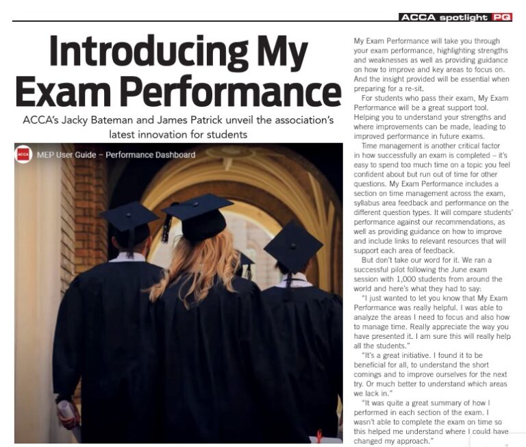 Check out ACCA’s My Exam Performance tool