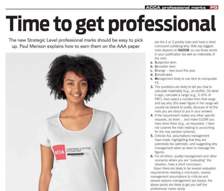 ACCA professional marks & how to get them