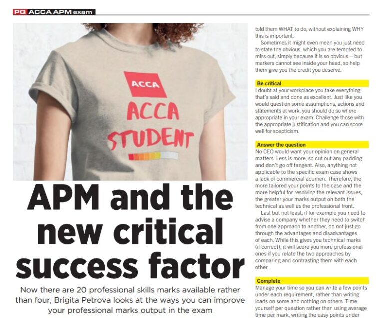 ACCA APM and the new critical success factor