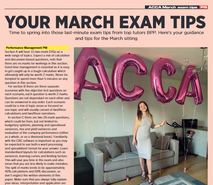 YOUR MARCH ACCA EXAM TIPS