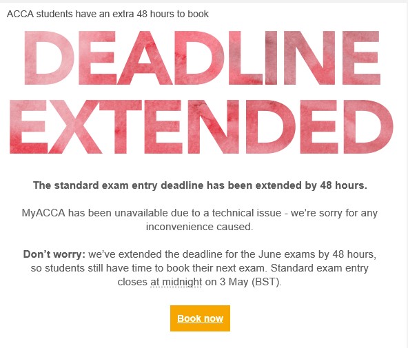 Technical issues at MyACCA – exam entry deadline extended