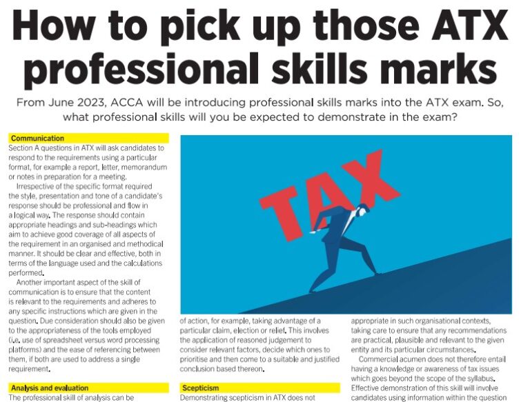 ATX professional skills marks