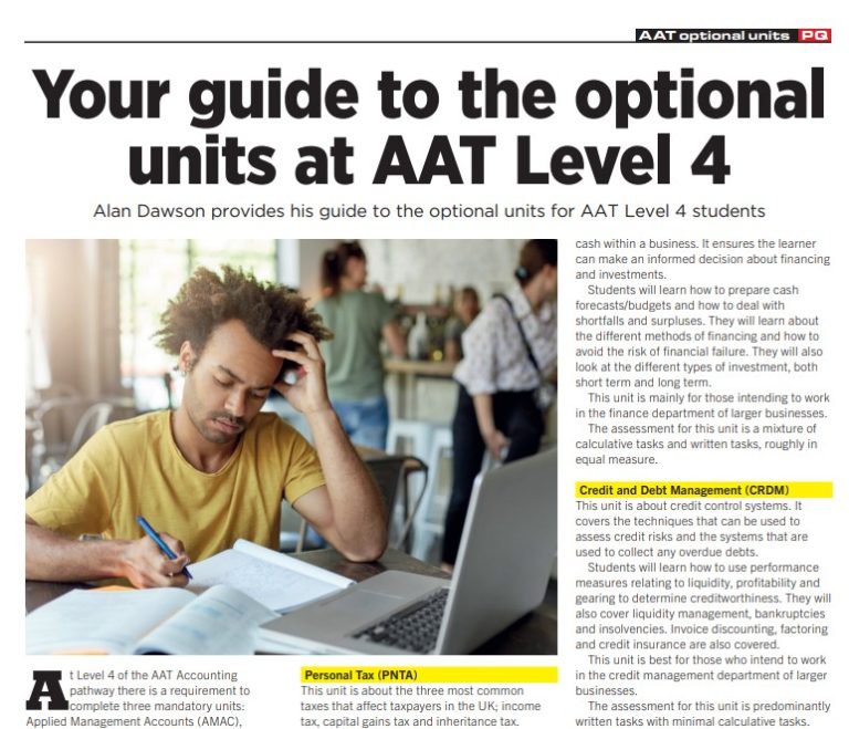 Your guide to the AAT optional units at Level 4