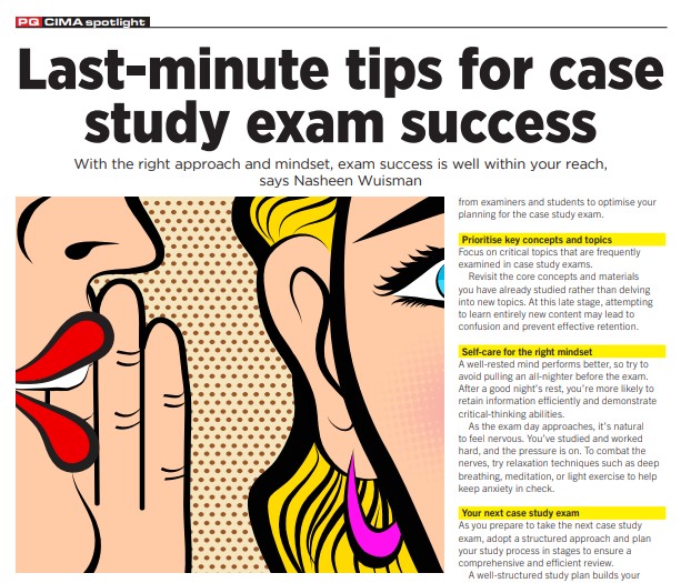 Your last-minute CIMA case study tips