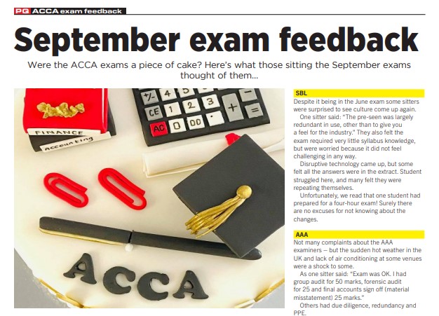 Your ACCA September exam feedback