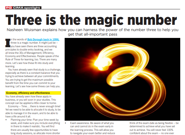 Three is the magic number for CIMA PQs