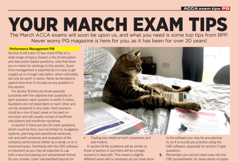 ACCA March exam tips at your fingertips