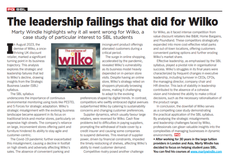 What can ACCA SBL students learn from Wilko’s demise?
