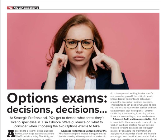 Weighing up your options – those final two ACCA exams