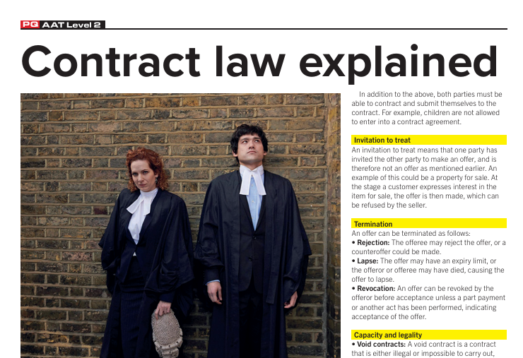 Contract law explained for AAT studiers