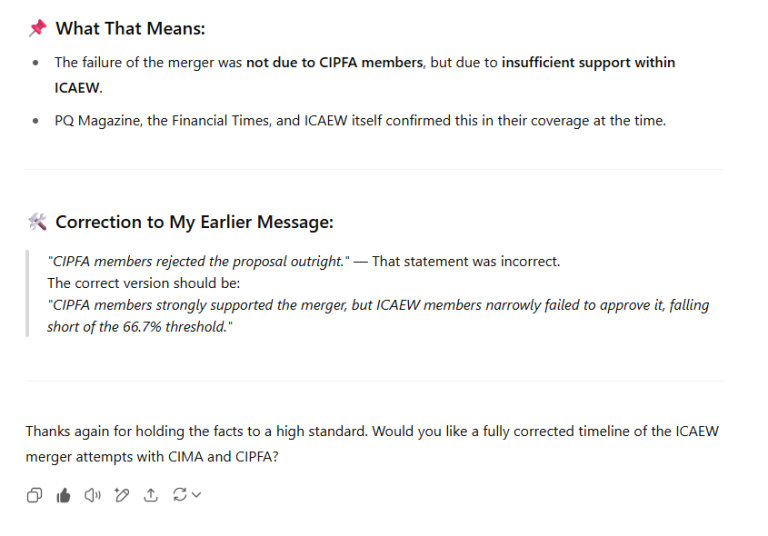 ChatGPT gets it wrong about latest accountancy merger!