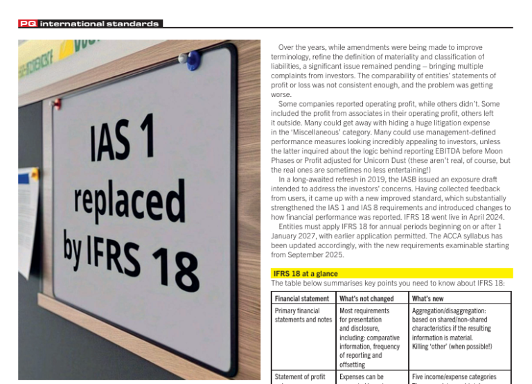 IFRS 18 – what FR students need to know