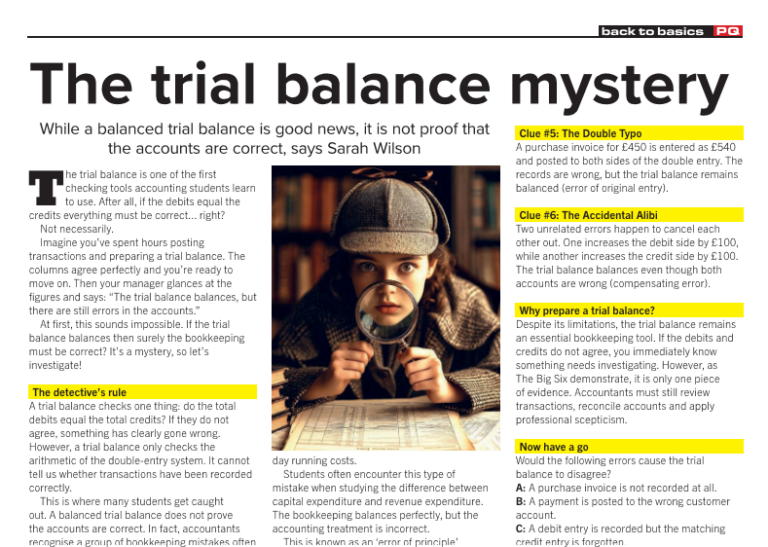 The trail balance is good news – but beware!